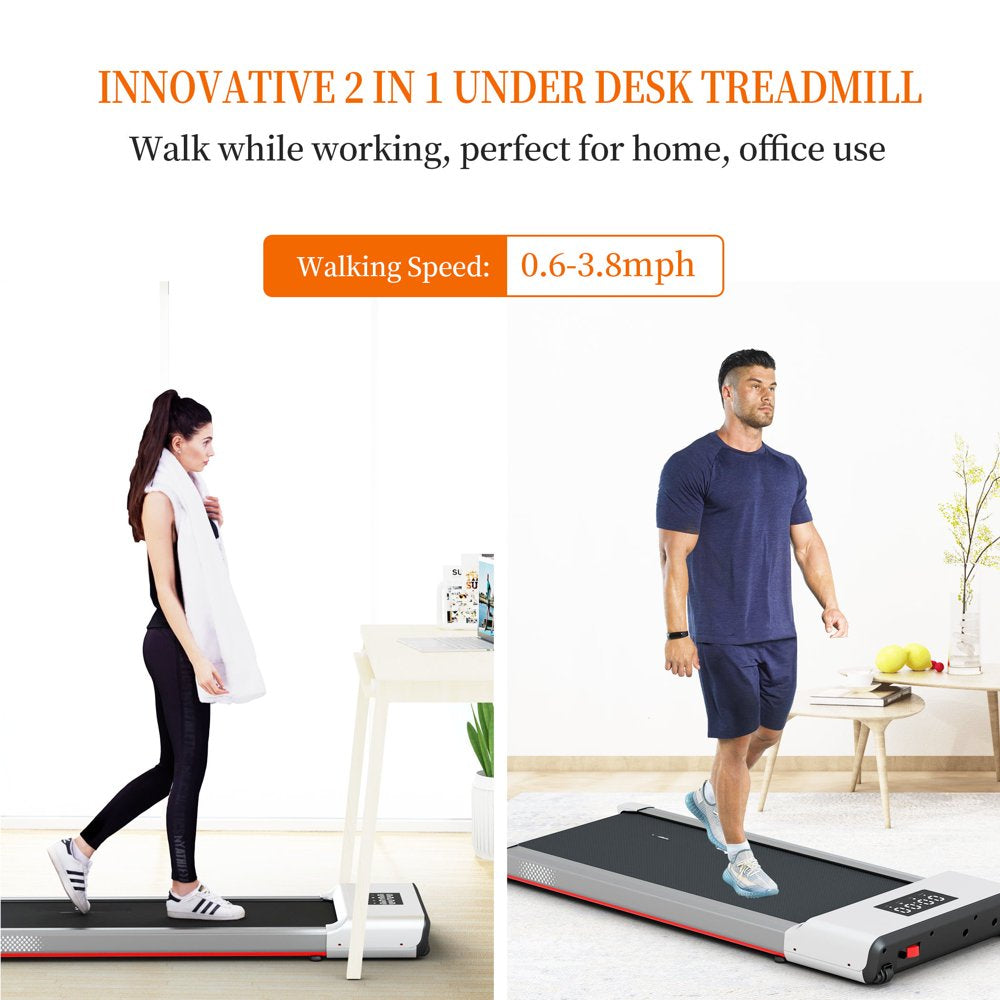 Walking Pad 300Lb, 40*16 Walking Area under Desk Treadmillwith Remote Control ,2 in 1 Portable Walking Pad Treadmill for Home/Office/Exercise(White)