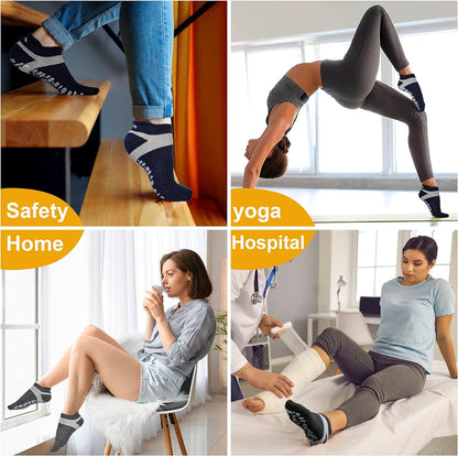 Non Slip Yoga Socks for Women, Anti-Skid Pilates, Barre, Hospital Socks with Grips, Size 5-10