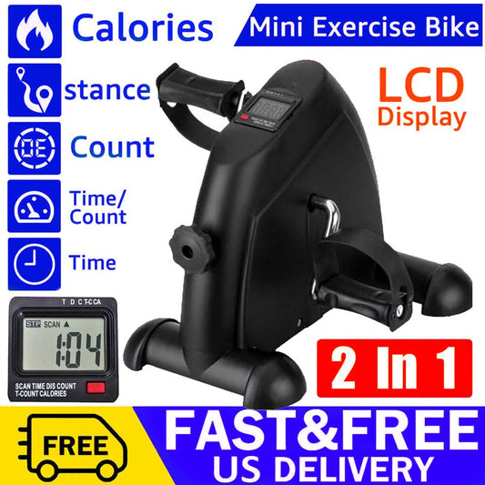 Under Desk Exercise Bike Foot Pedal Exerciser Mini Exercise Bike Equipment with LCD Screen Displays for Leg/Arm Exerciser While Sitting for Seniors Health,White