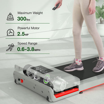 Walking Pad 300Lb, 40*16 Walking Area under Desk Treadmillwith Remote Control ,2 in 1 Portable Walking Pad Treadmill for Home/Office/Exercise(White)