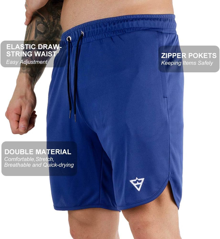 Men'S Workout Shorts 7" Running Shorts Athletic Bike Shorts Gym Shorts for Men with Zipper Pocket