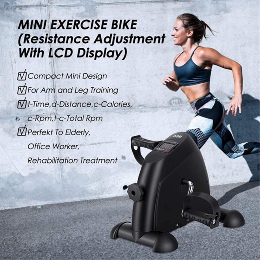 Under Desk Exercise Bike Foot Pedal Exerciser Mini Exercise Bike Equipment with LCD Screen Displays for Leg/Arm Exerciser While Sitting for Seniors Health,White