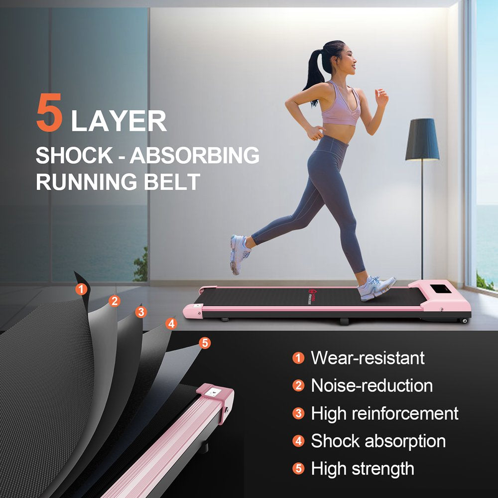 Treadmills for Home, Ultra Slim under Desk Treadmill for Home/Office, No Assembly Required, Pink